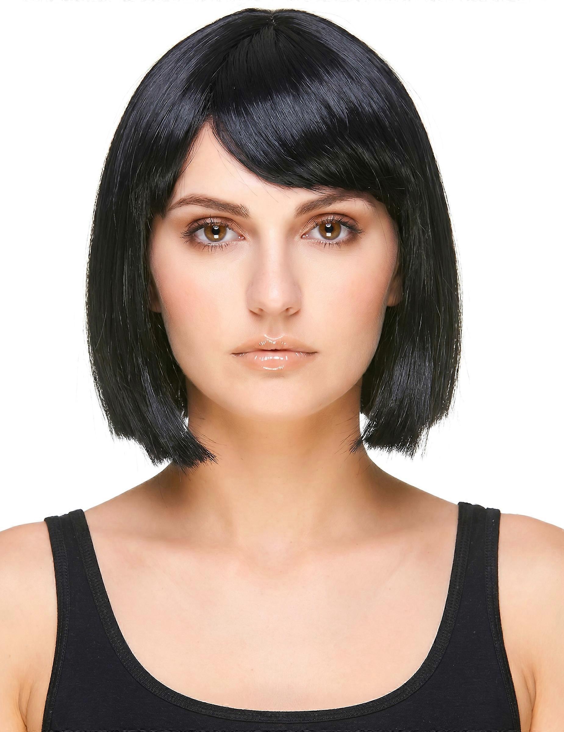 Black bob wig with bangs for women