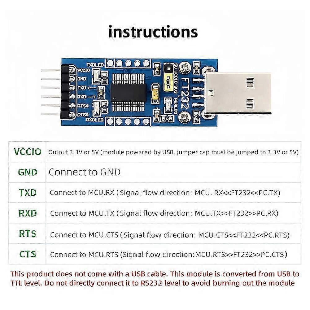 FT232 USB to UART USB to TTL FT232RNL Flashing Tool Serial Communication Module Type A