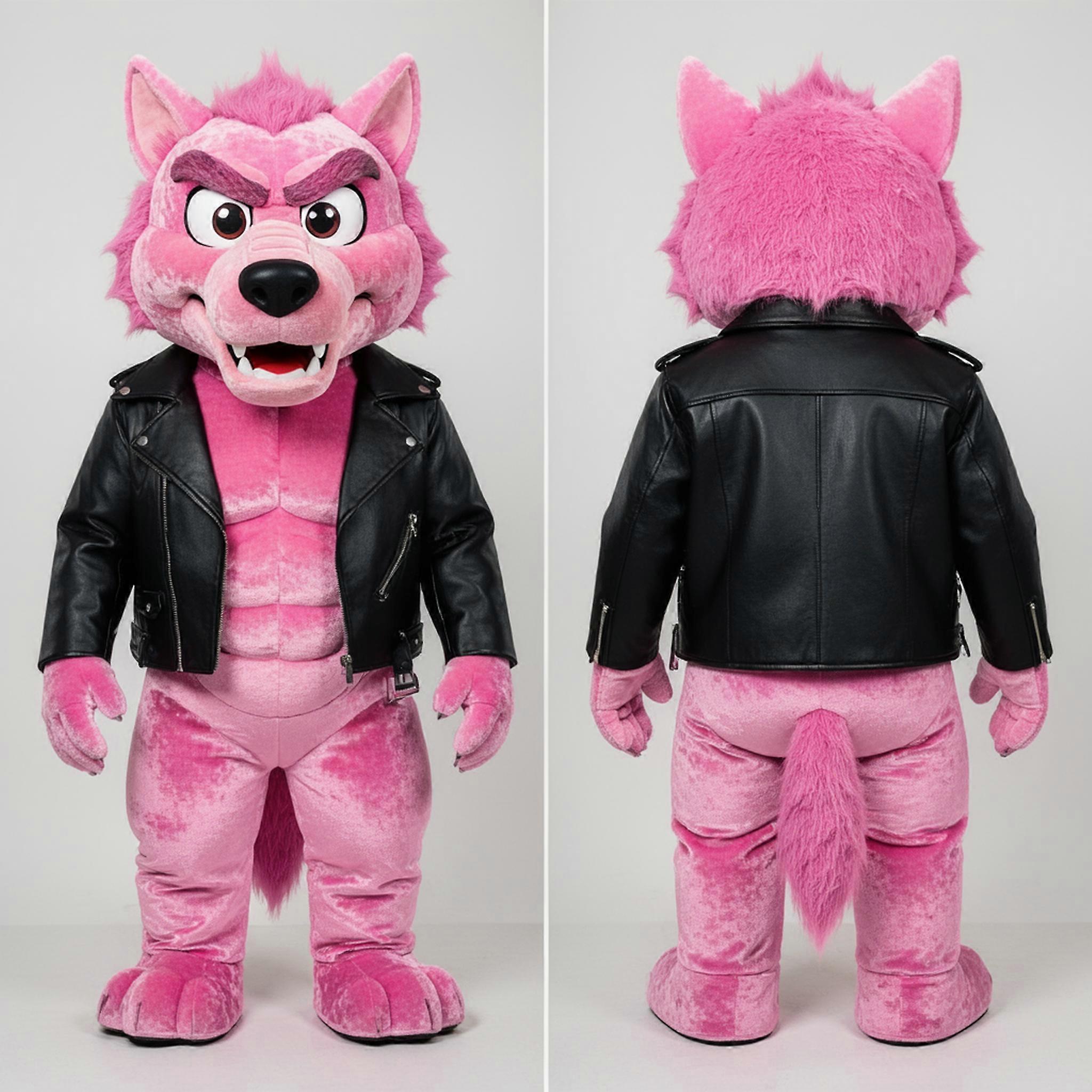 MASTICOT Shimmering Pink Broad Shouldered Werewolf Mascot