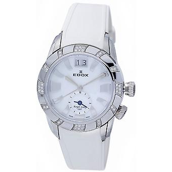 Edox royal lady gmt Swiss Automatic Analog Women Watch with 62005-3D40-NAIN Rubber Bracelet