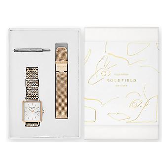 Rosefield the boxy Japanese Quartz Analog Women's Watch with QWGTG-X223 Gold-Plated Stainless Steel Bracelet