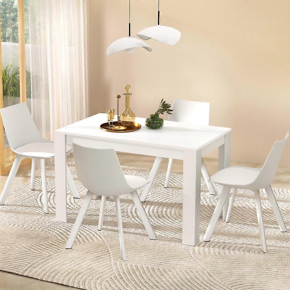 Artiss Rectangle Dining Table And 4 Chairs Set In White Dining Sets