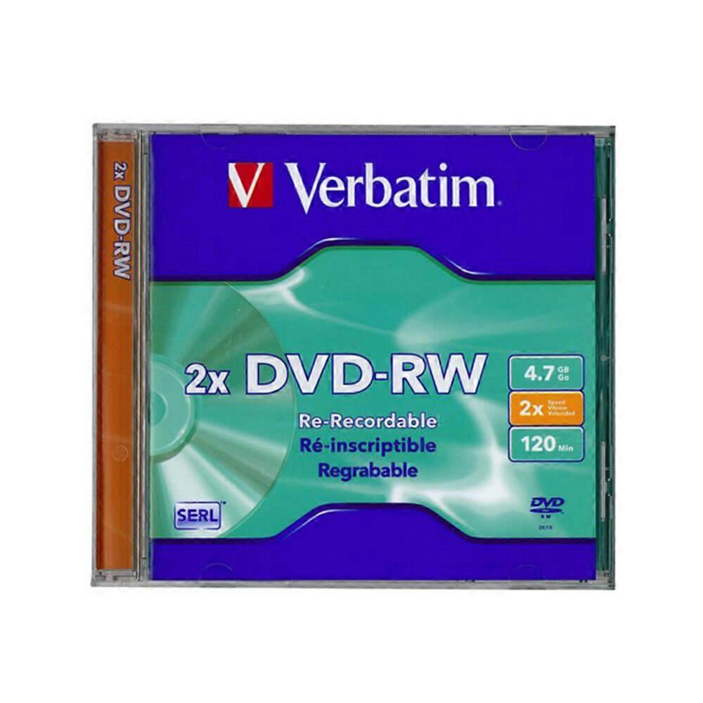2X DVD-RW Verbatim Datalifeplus Serl Disc With Case 4.7GB Super Eutectic Layer