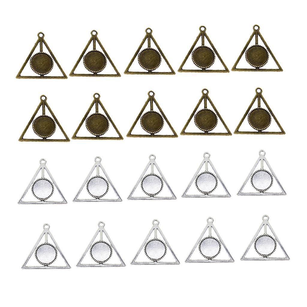 20 x Tibetan Silver Triangle Blank round Bezel Base Mixed
