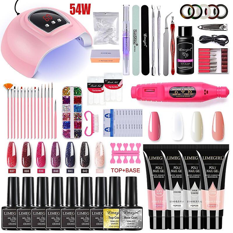 Poly Nail Gel Set For Nail Extensions Gel Nail Polish Set With Led Nail Dryer Manicure Set Kit 10