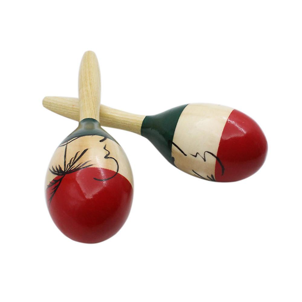 Pair of Wooden Large Maracas Rumba Shakers Rattles Sand Hammer Toy for Kid