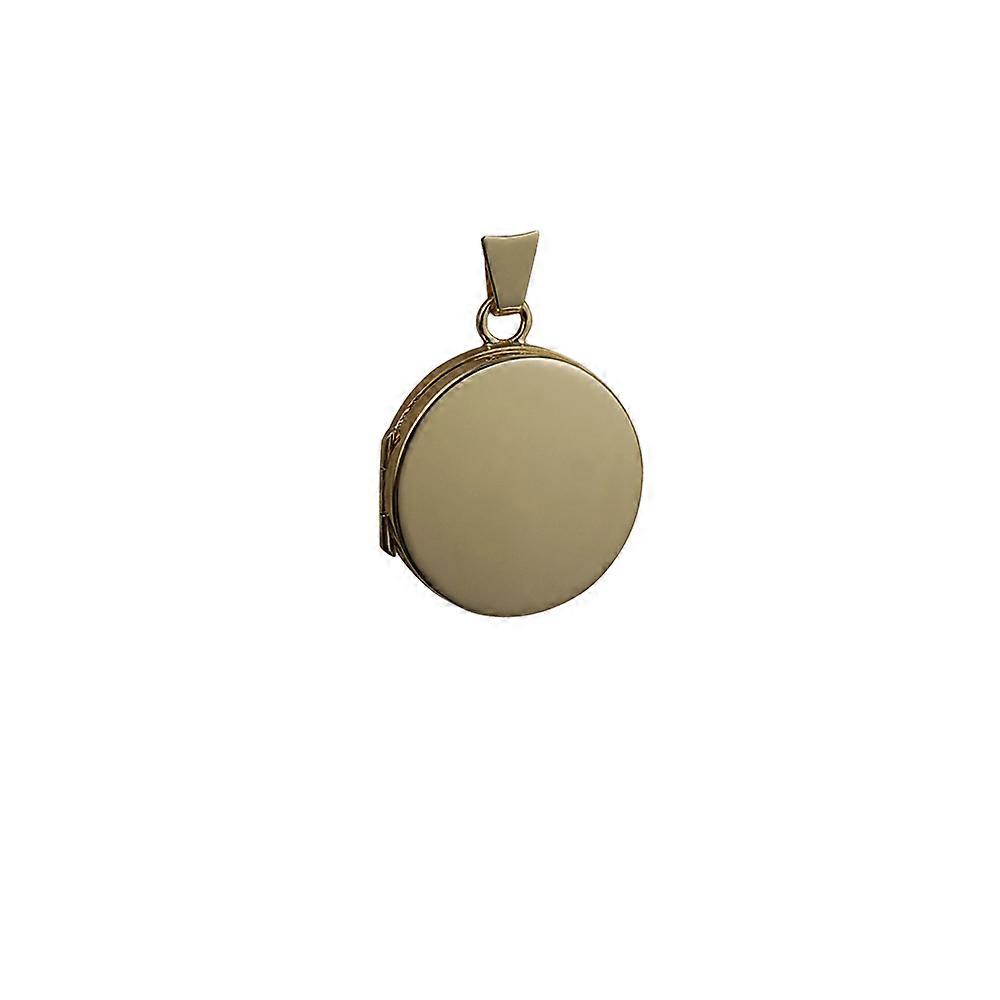 9ct Gold 20mm plain flat round Locket