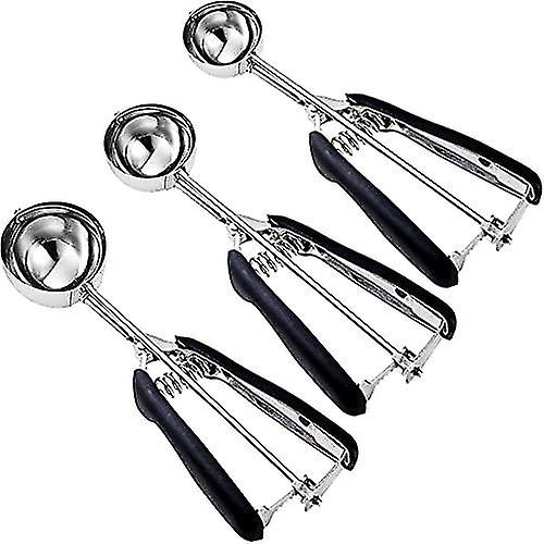 Cookie Scoop Set - Include 4cm/ 5cm/ 6cm - 3 Pcs Cookie Scoops For Baking - Cookie Dough Scoop - Made Of 18/8 Stainless Steelblack