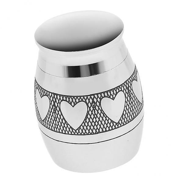 5xHeart Pattern Stainless Steel Cremation Urn Ash Memorial Container Size L