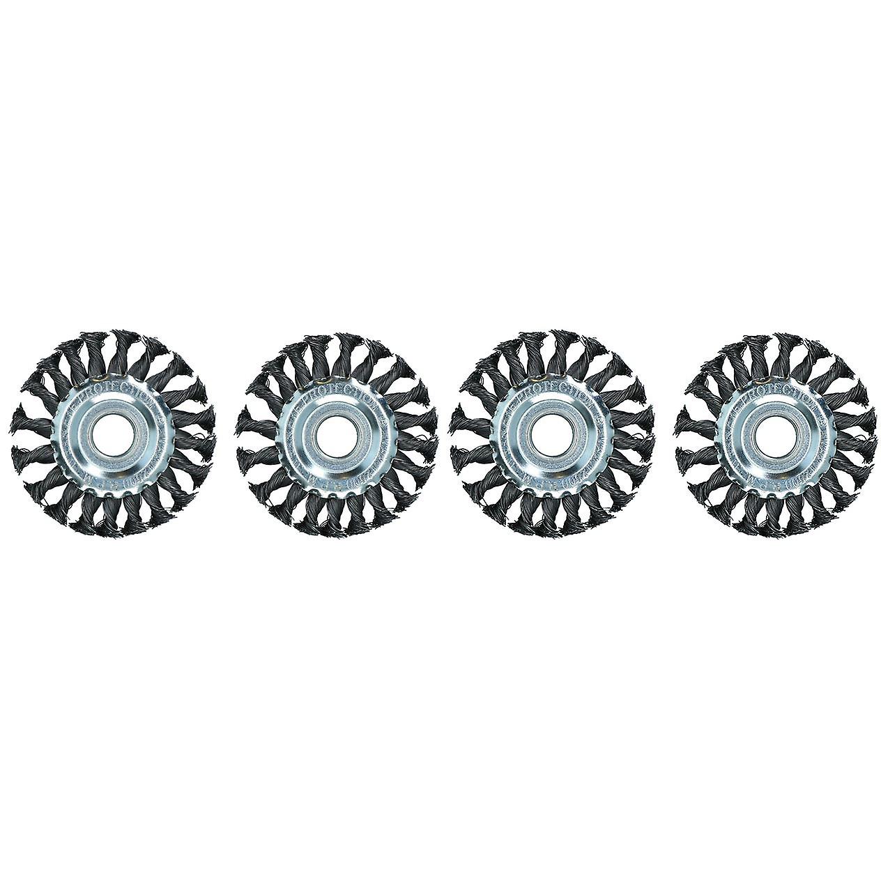 115mm Flat Twist Wire Brush Deburring Rust Paint Removal 22.2mm Bore 4pk