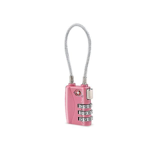 Portable Tsa Approved Security Cable Luggage Lock 3-digit Combination Password Lock Padlock (pink)