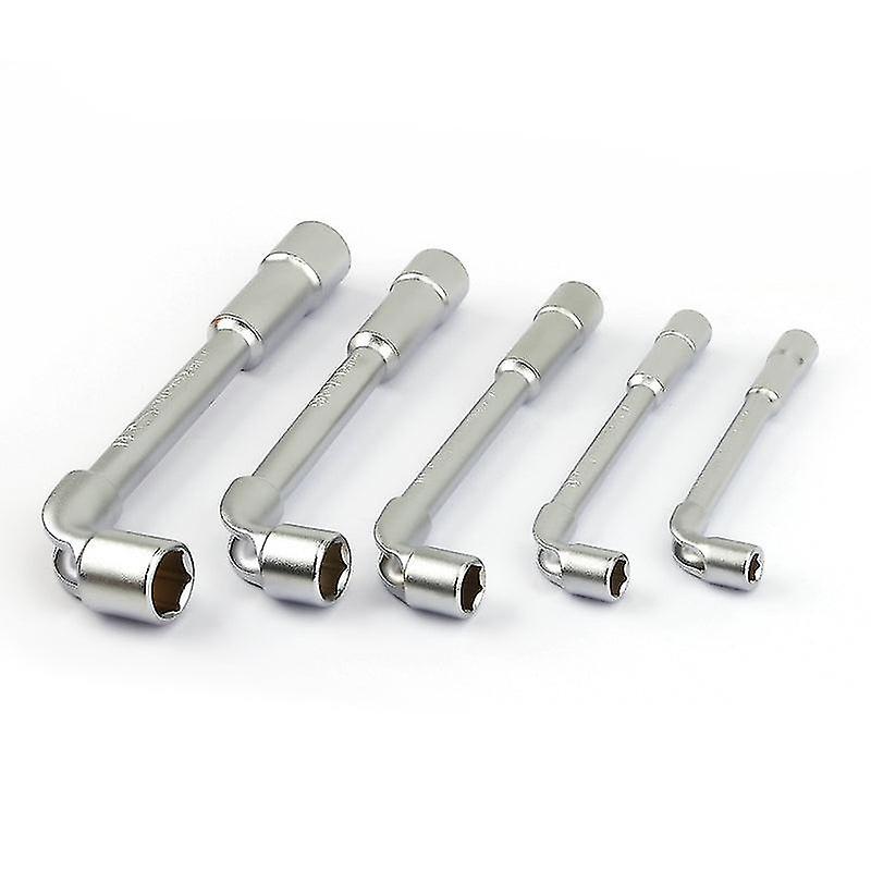 5Pcs Crv Frosted Surface Pipe Wrench L Type 7-shaped Perforation Elbow Double Head Hexagon Socket Wrench Set 6 8 10 12 14mm