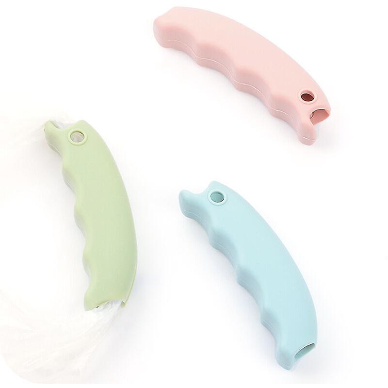 Reusable Silicone Handle Plastic Bag Holders with Key Ring for Silicone Portable Grocery Bags Handle Shopping Handle Carry Bag 9X2.5cm 3Pcs Blue