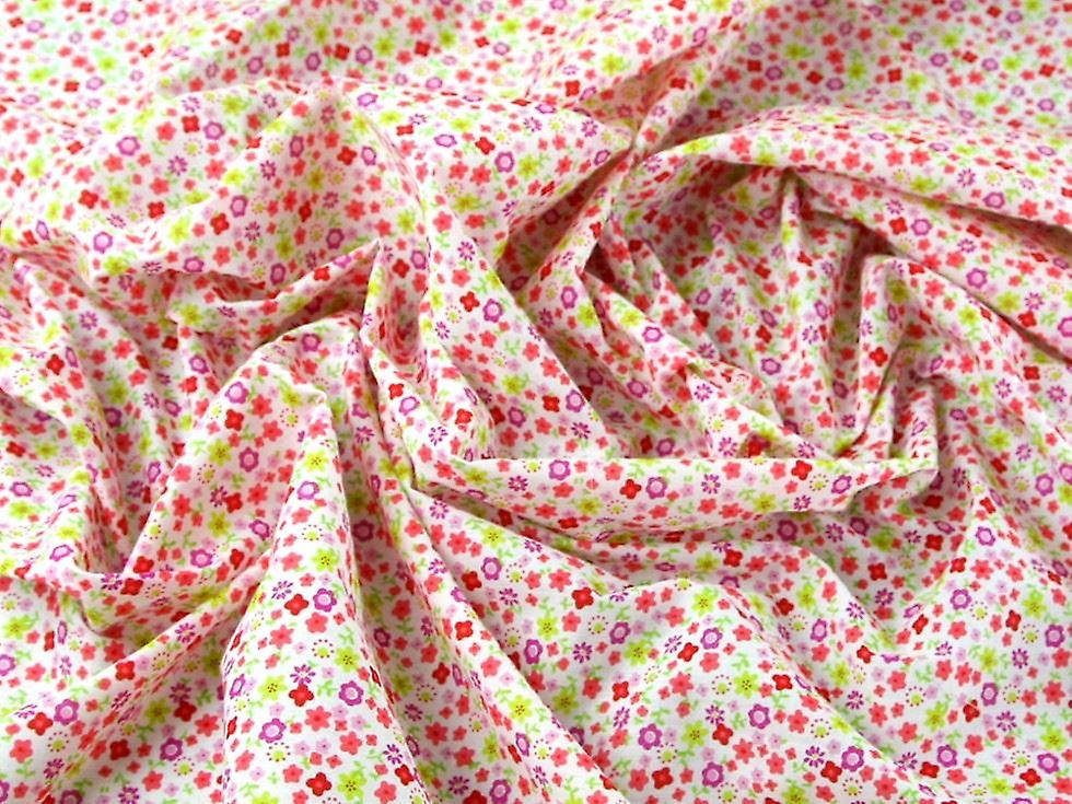 1.125m Printed Polycotton Fabric Orange & Pink - per metre