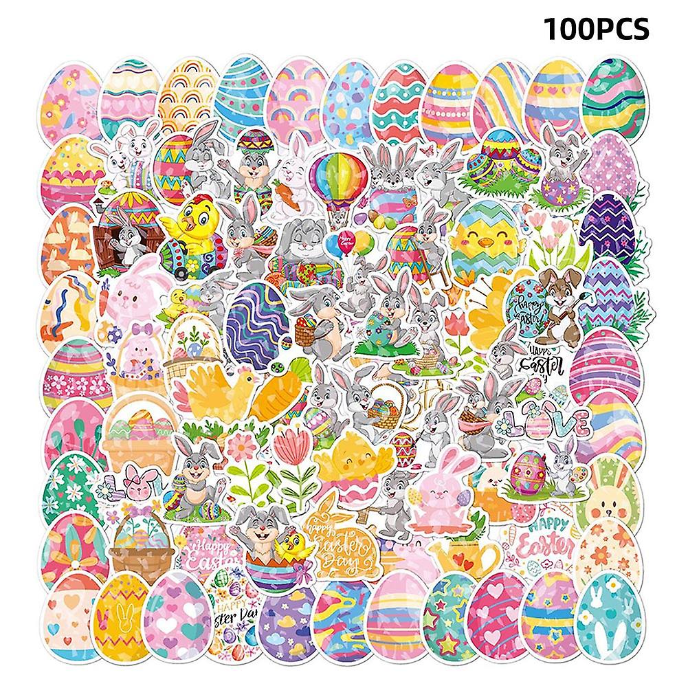 100 Pcs Easter Holographic Stickers High-definition Anti-sunshine Pasters for Indoors