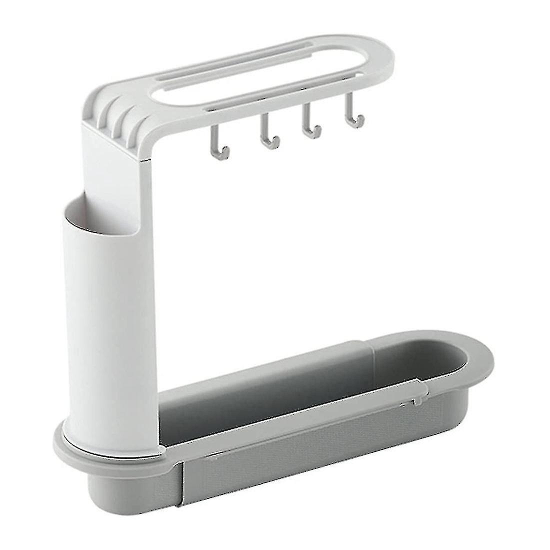 Compatible Withextendable Kitchen Sink Storage Rack Hanging Basket Sink Shelf White