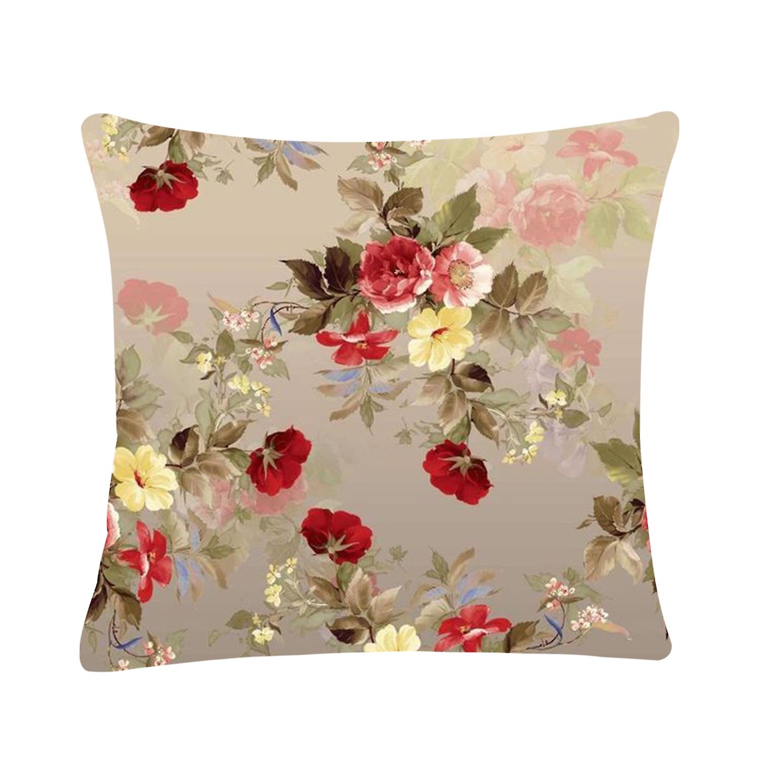 Pillow Slipcover Soft Touch Dustproof Polyester Colorful Flower Printed Cushion Throw Case Furniture