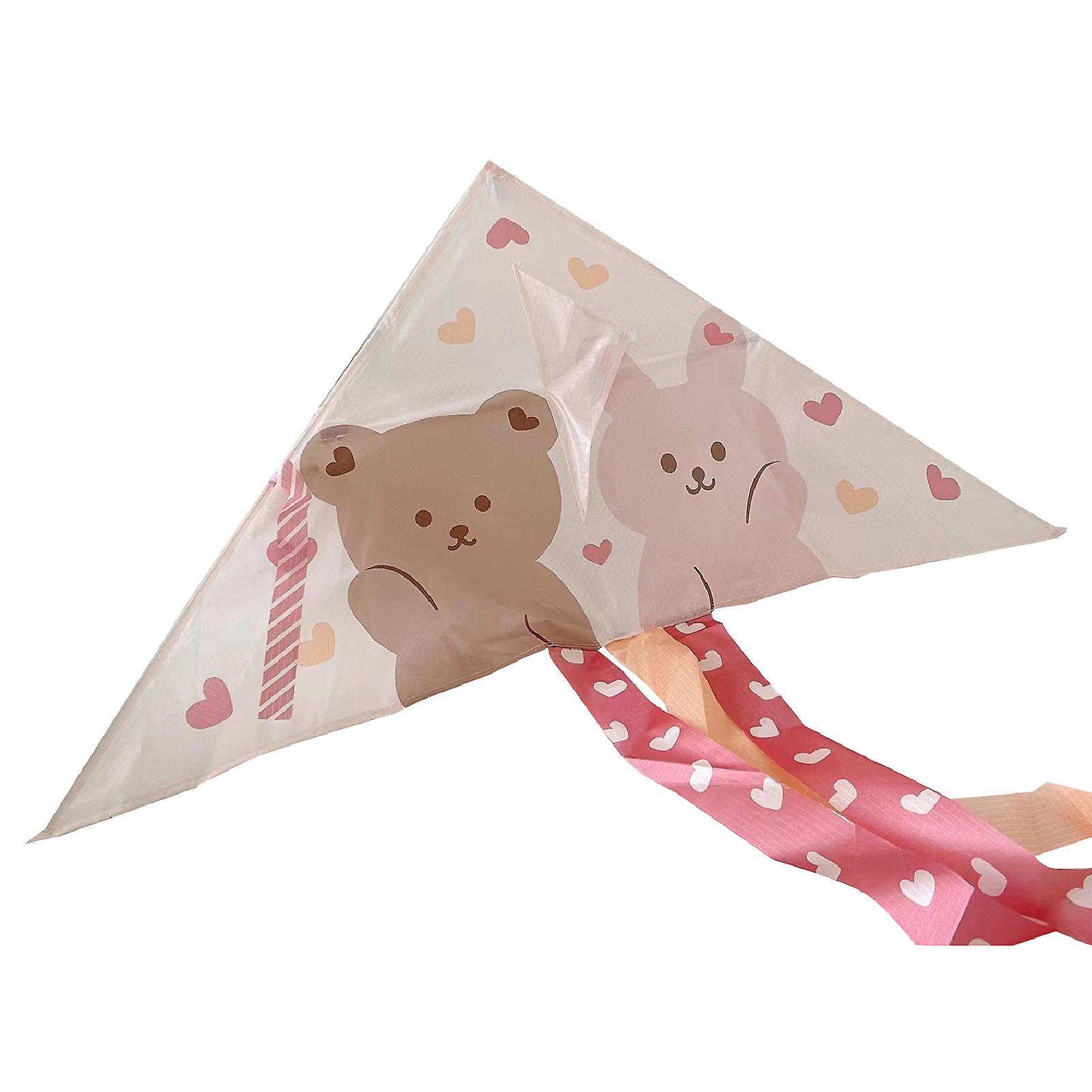 Cartoon Kite Durable Exquisite Triangle Colorful Kite Easy Fly Beginner Kite for Children Adults Pink