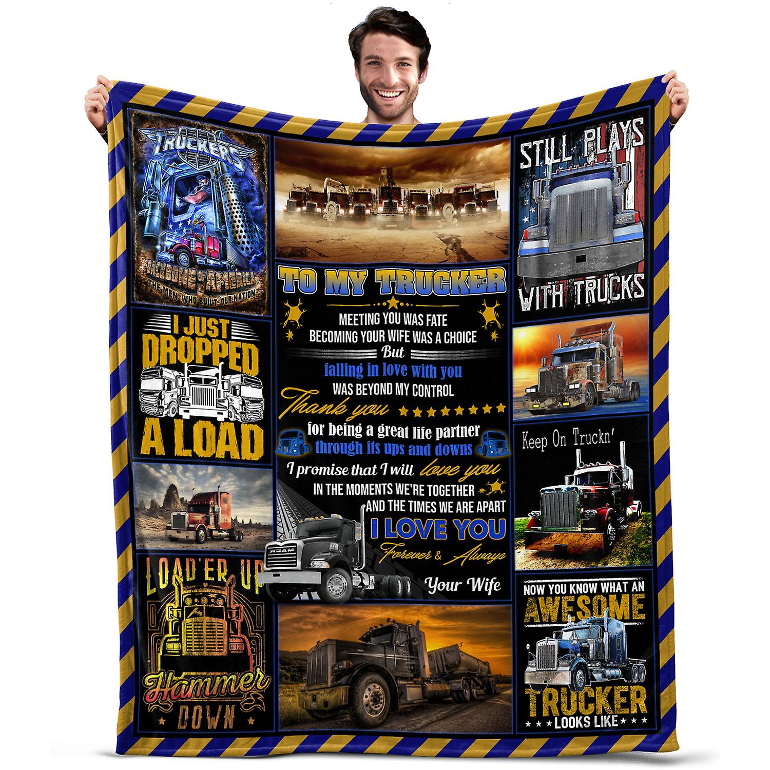 Oasisdream Lightweight and Smooth Blanket for Husband with Cool Trucks Print