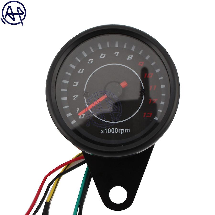 Drop Shipping Universal Motorcycle Tachometer Gauge Motorcycle LED Backlight 12V Tachometer Speedometer Tachometer Chrome/Black~27653