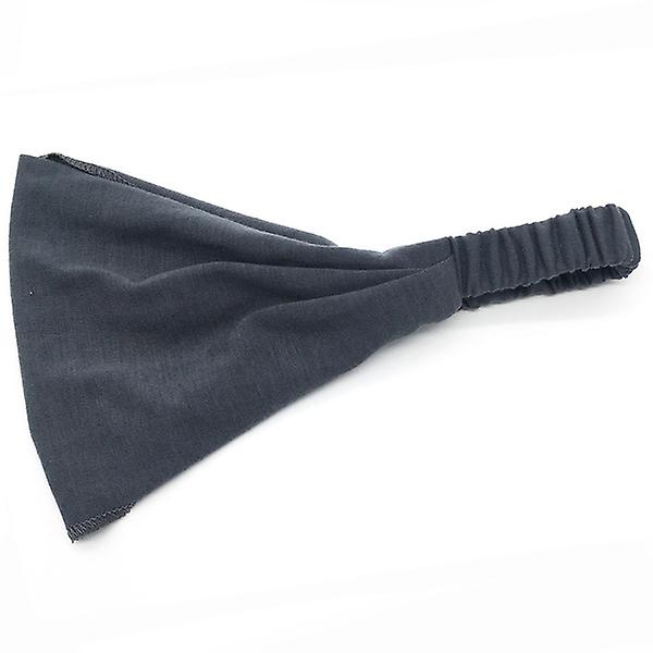 Solid Color Wide Headband Sweat Absorb Elastic Breathable for Sports Yoga Gray