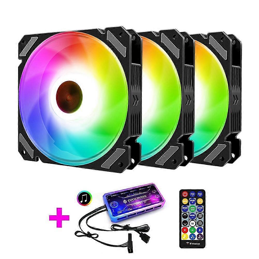 1/3Pcs 12 Single Color RGB Light Remote Control Radiator Computer Case Cooler