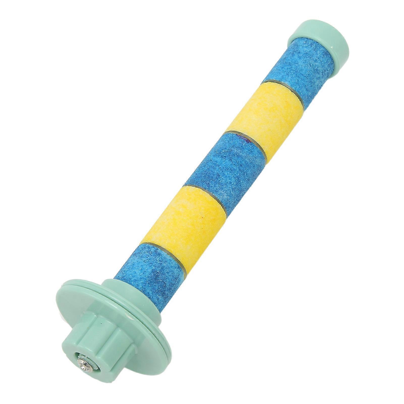 Parrot Quartz Sand Perch Paw Beak Grinding Pet Bird Cage Stand for Bird Parrot Budgies Parakeet Cockatiels Blue Yellow 