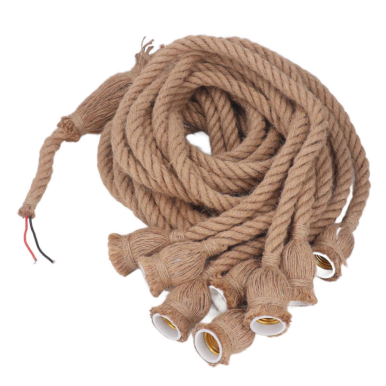 حبل القنب قلادة ضوء 8 رؤساء E27 E26 لامفولدر 6.5ft الرجعية شنقا ضوء كيت لمطعم بار المنزل 100240V