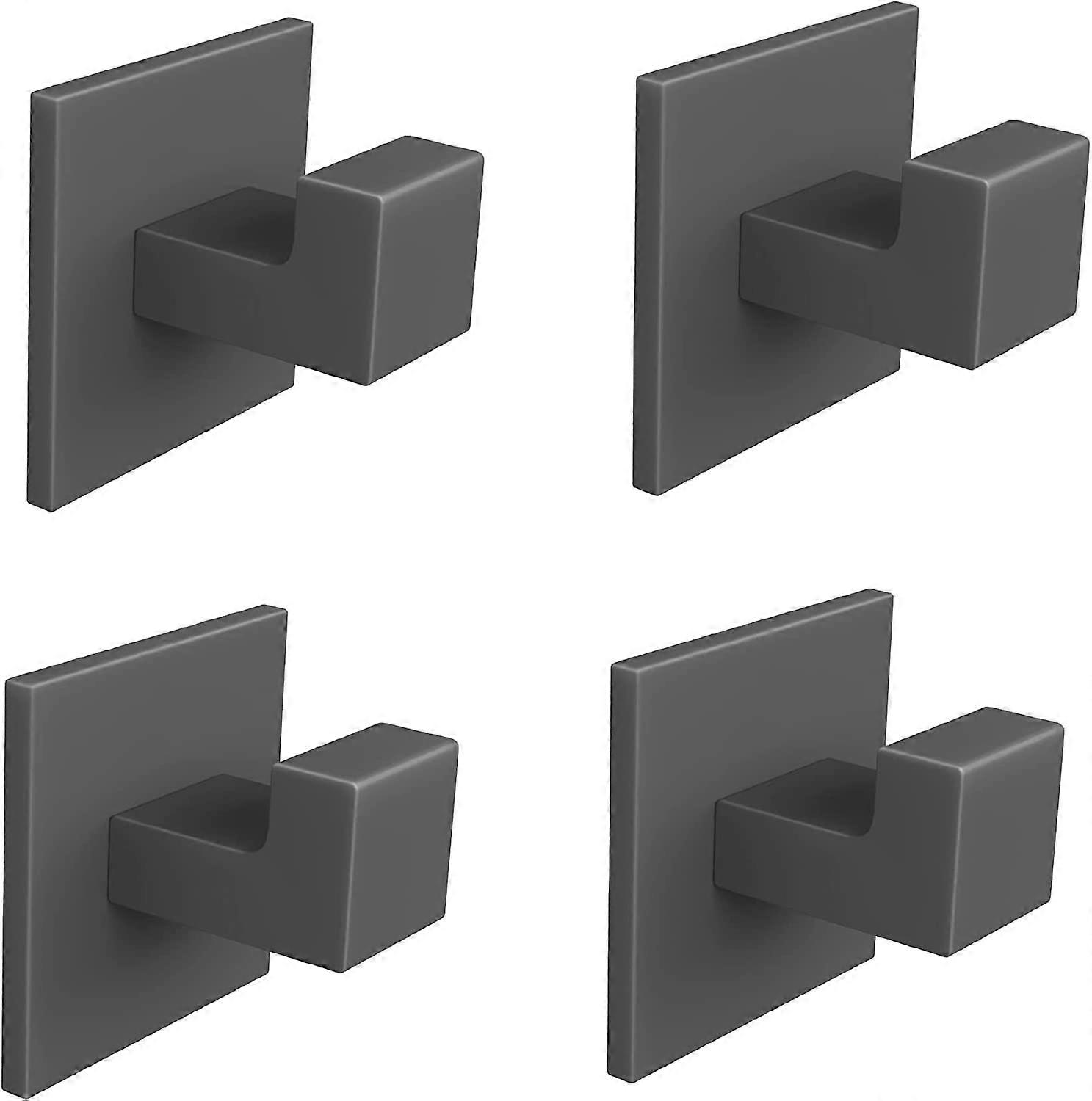 Black Wall Adhesive Hook, 4 Pieces Bathroom Wall Hook, Gray 5*6*4.5cm