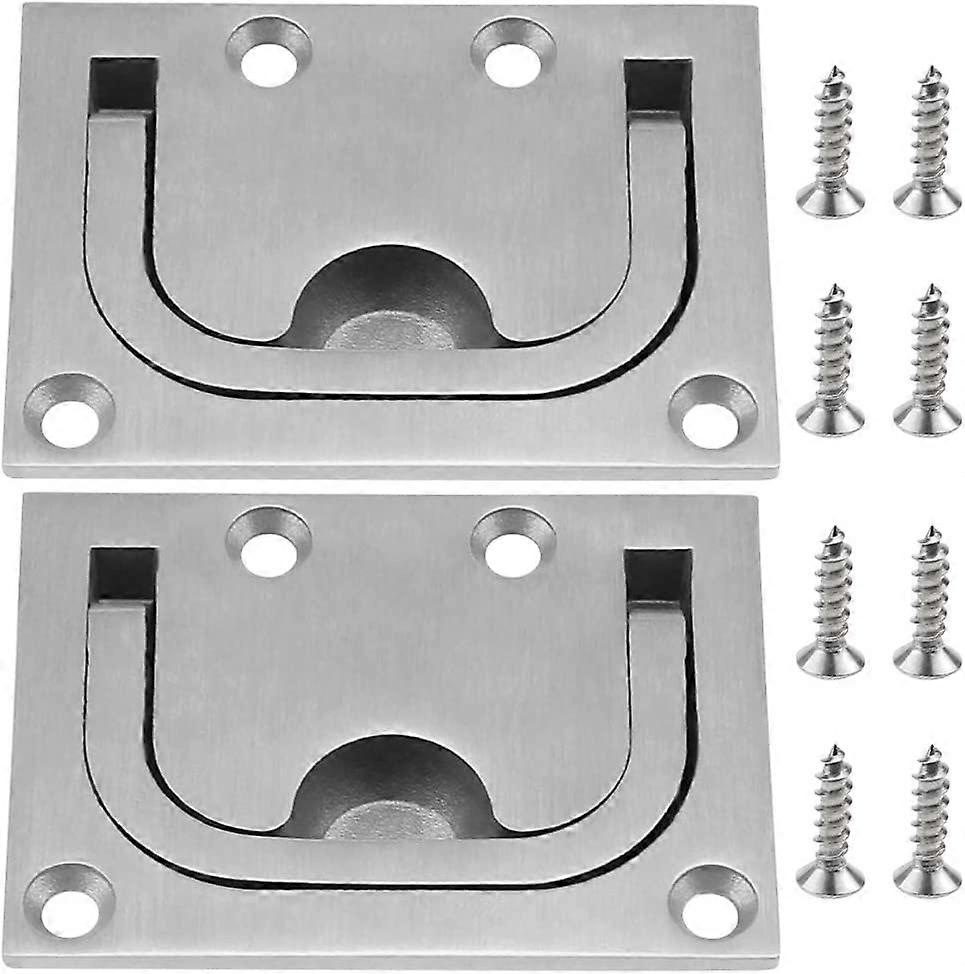 Flush Boat Hatches Stainless Steel Marine Handle Recessed Boat Hatch Flush Pull Handle with 8 Screws for Marine Yacht Boat Cabinet Locker