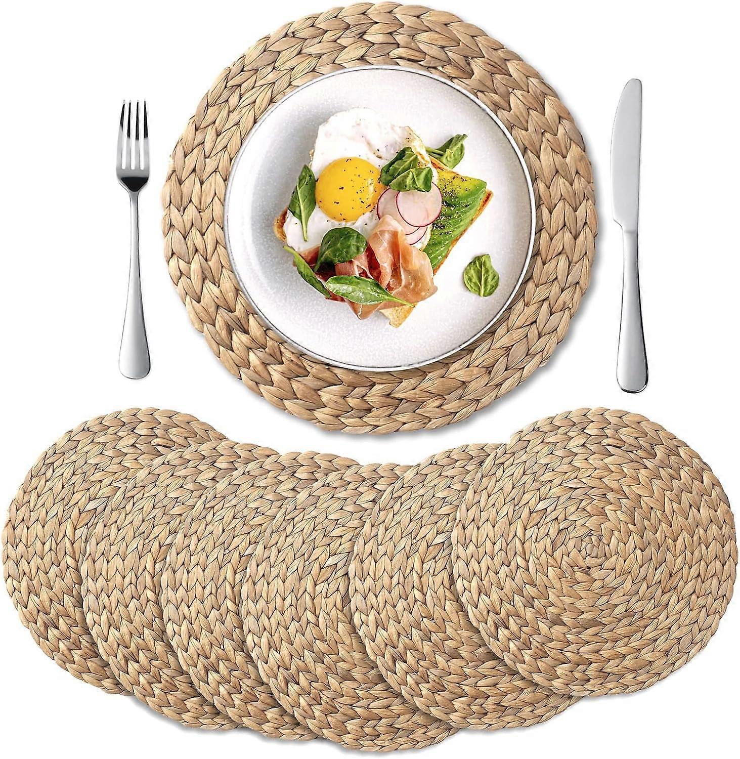 Ensemble de 6 sets de table naturels tisss  la main (30 cm), sets de tabl
