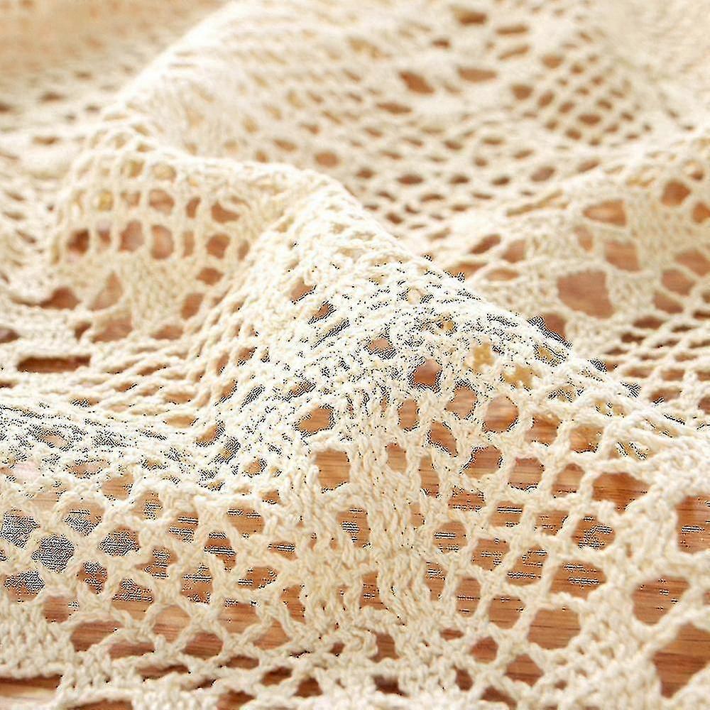 Crochê renda toalha de mesa Rect toalhas de mesa corredor com Vinta bordado para jantar Kit