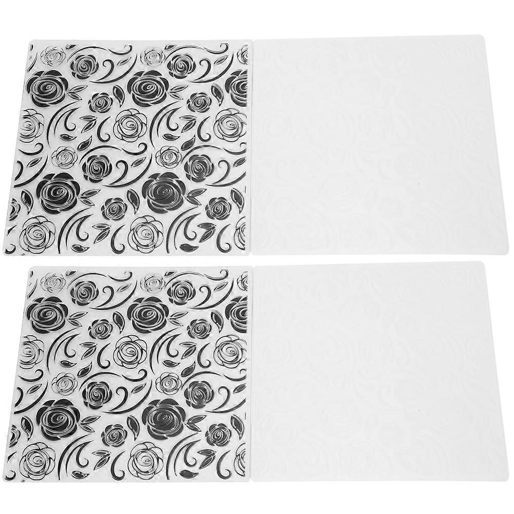 2Pcs EM200 Embossing Folder Rose Pattern DIY Plastic Embossed Template Paper Crafts