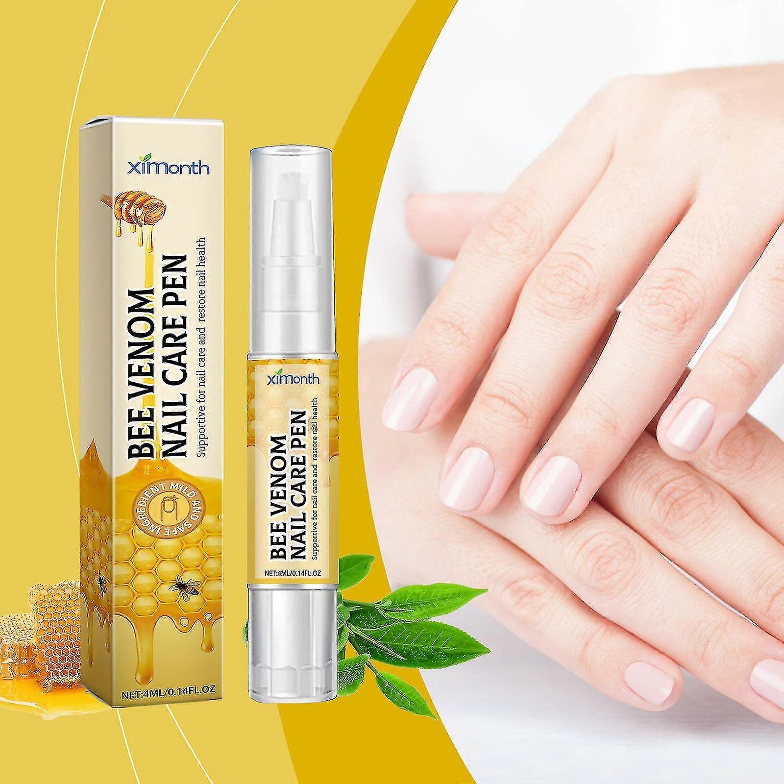 עט לטיפוח ציפורני ארס דבורים, עט לטיפול בציפורניים 4 מ"ל לזיהום פטרת ציפורניים, לציפורניים וציפורני רגליים מוזנות, עם שמן עץ התה