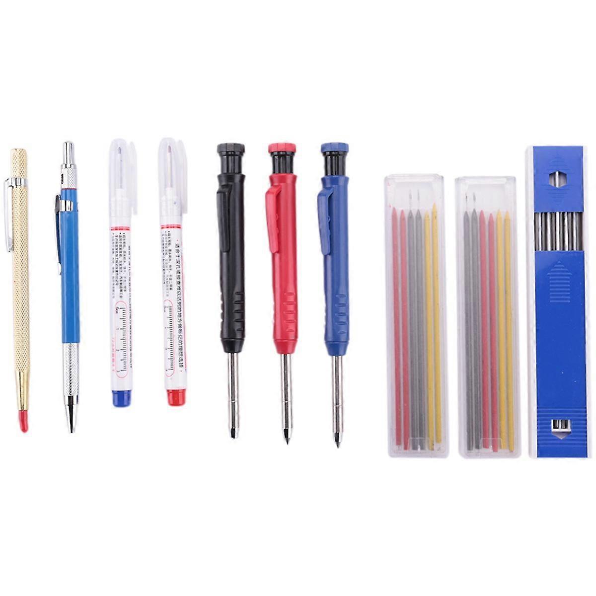 Solid Carpenter Pencil,Deep Hole Carpenter Pencils,with Replaceable Refills,Marker Pens,for Woodworking Marking Tool