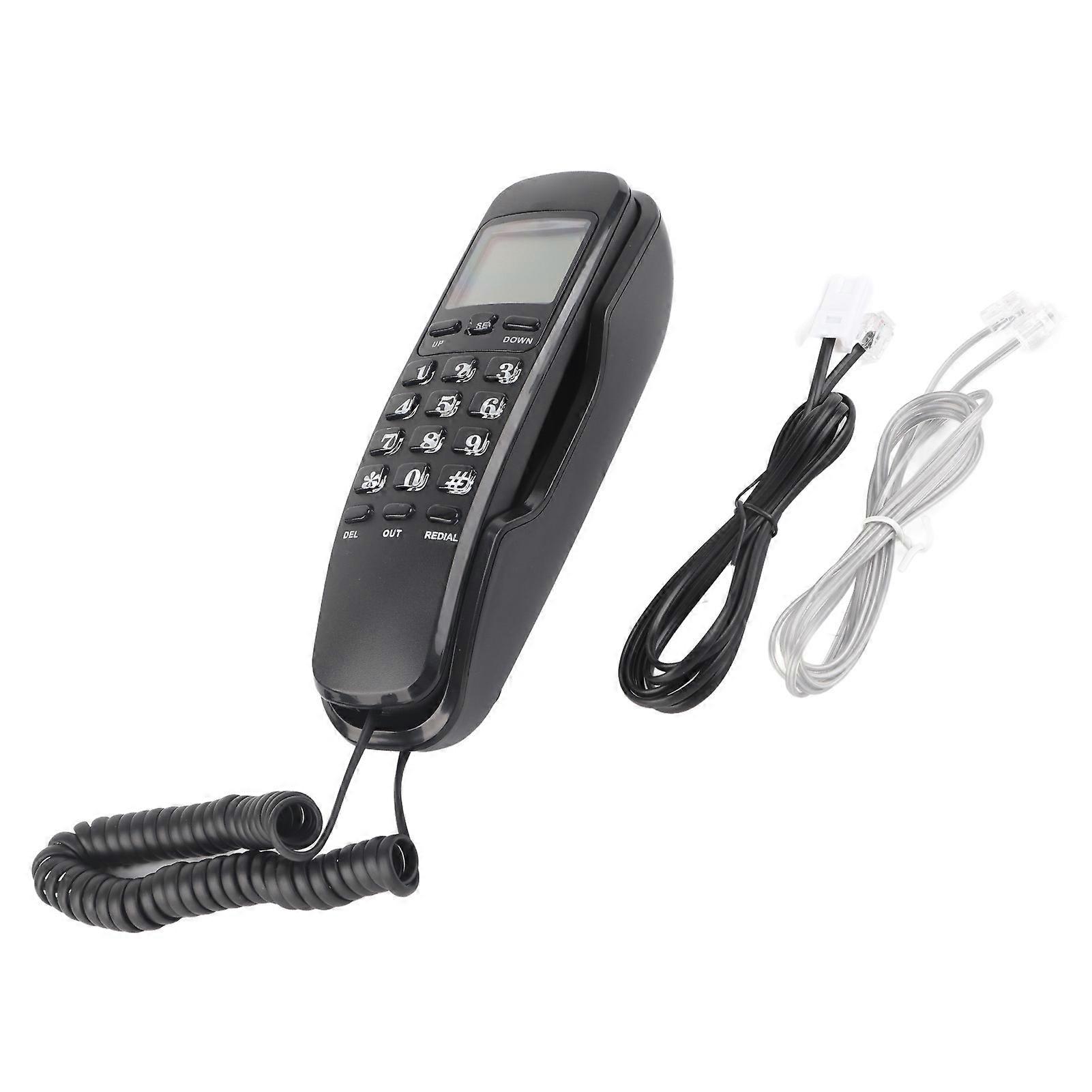Wall Mounted Wired Telephone One Click Re Dial Noise Reduction Caller ID Black Landline Telephone for Home Hotel Office