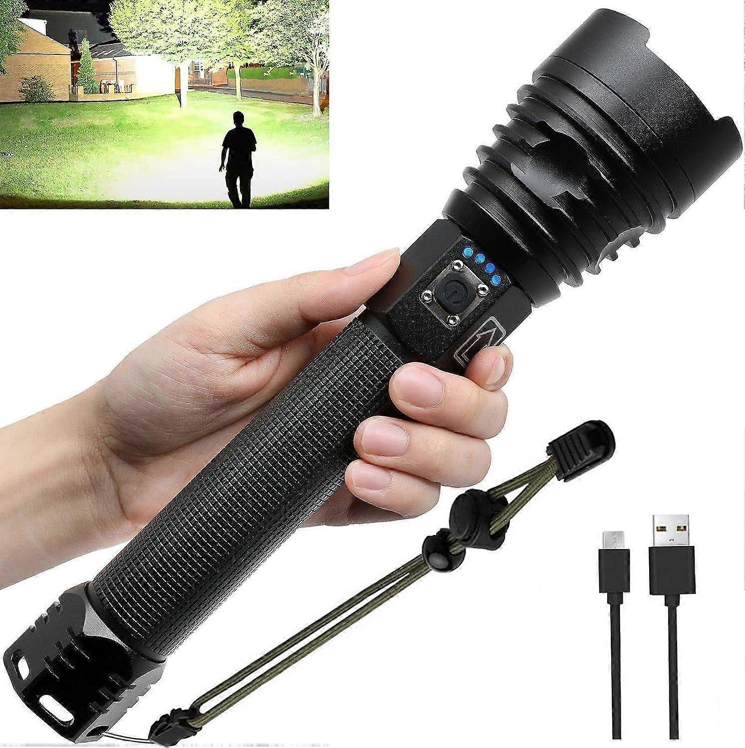 100,000 High Lumens Rechargeable LED Flashlights, Super Bright Powerful Flashlights with 5 Lighting 
