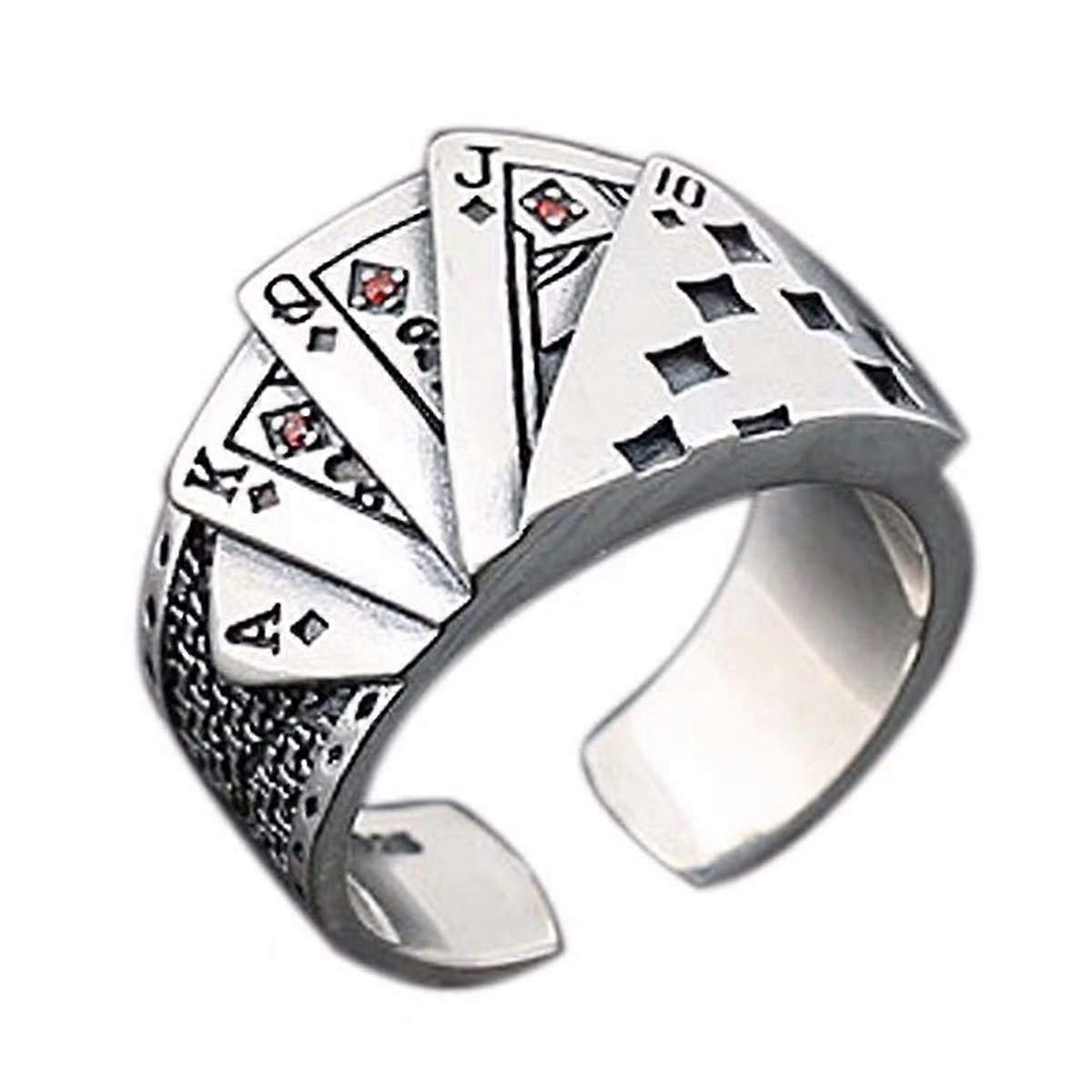 Silver Jewelry compatible with Men Adjustable Opening Personality Retro Black Ring-113