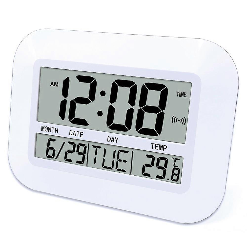 Digital Wall Clock Battery Operated Simple Temperature Calendar Date Day Office