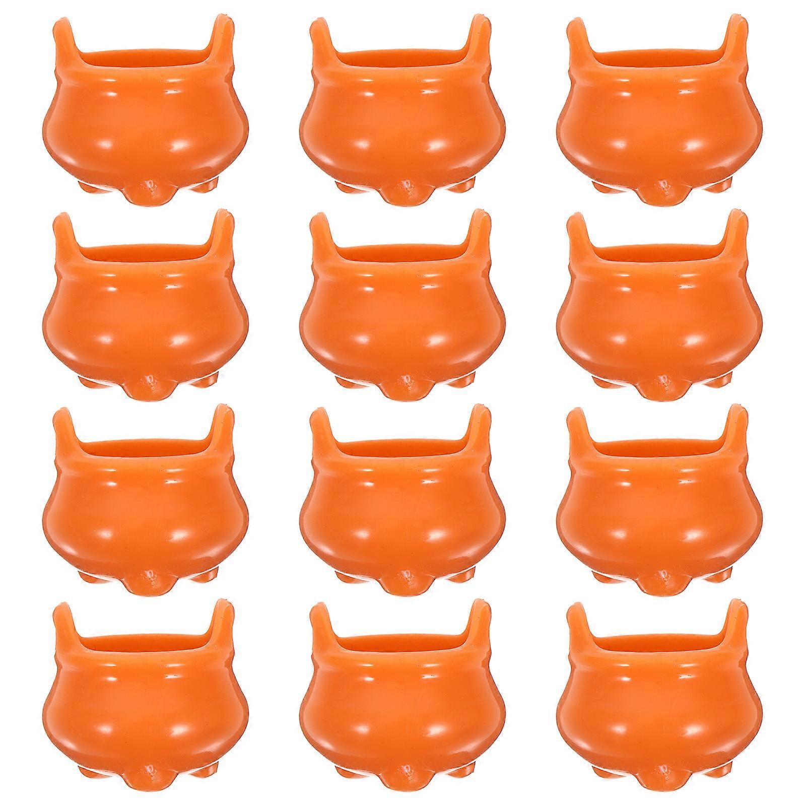 12pcs Mini Plastic Cauldron Candy Bucket Reusable Candy Container Kids Halloween Candy Holder
