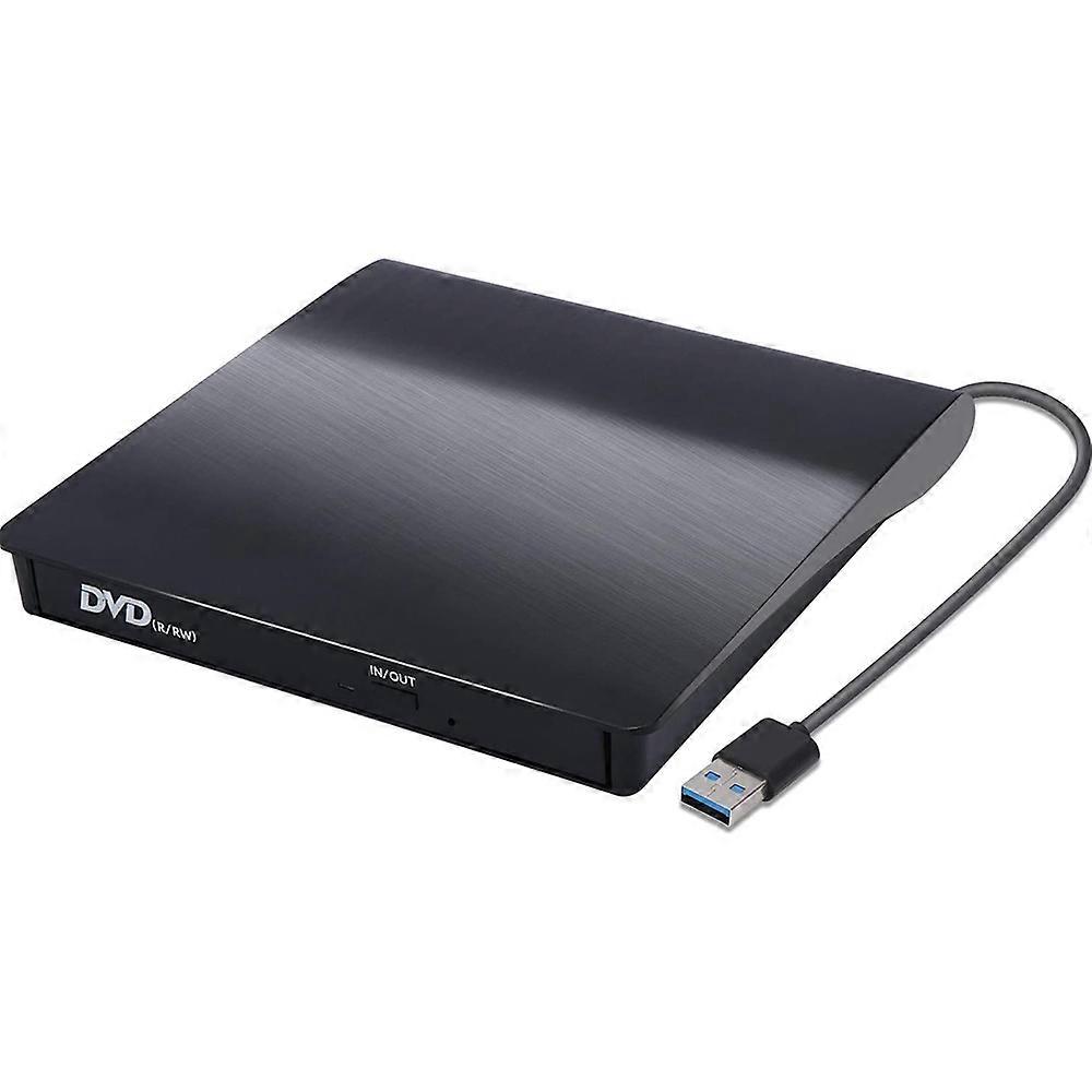 External Cd Drive, Usb 3.0 Portable Cd/Dvd +/-Rw Drive Slim(Black)