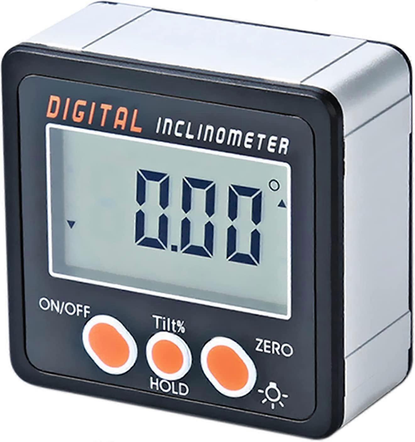0-360 Digital Inclinometer - Electronic Protractor - Aluminum Alloy Shell - Digital Angle Gauge - Magnetic Base (Without Cable)