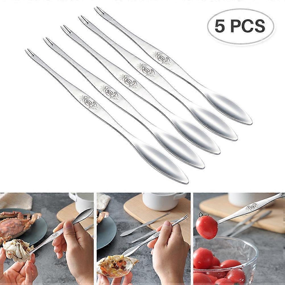 Stainless Steel Seafood Tools Crab Fork and Spoon Set Multipurpose Crab Needle and Meat Spoon for Easy Shellfish Eating