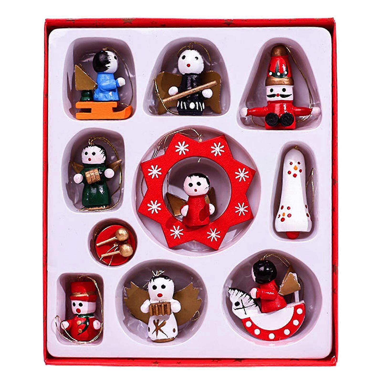 1 Box Christmas Tree Pendant Colorful with Rope Festive Anti-crack Decorate Hanging Train Christmas Ornament for Christmas Party
