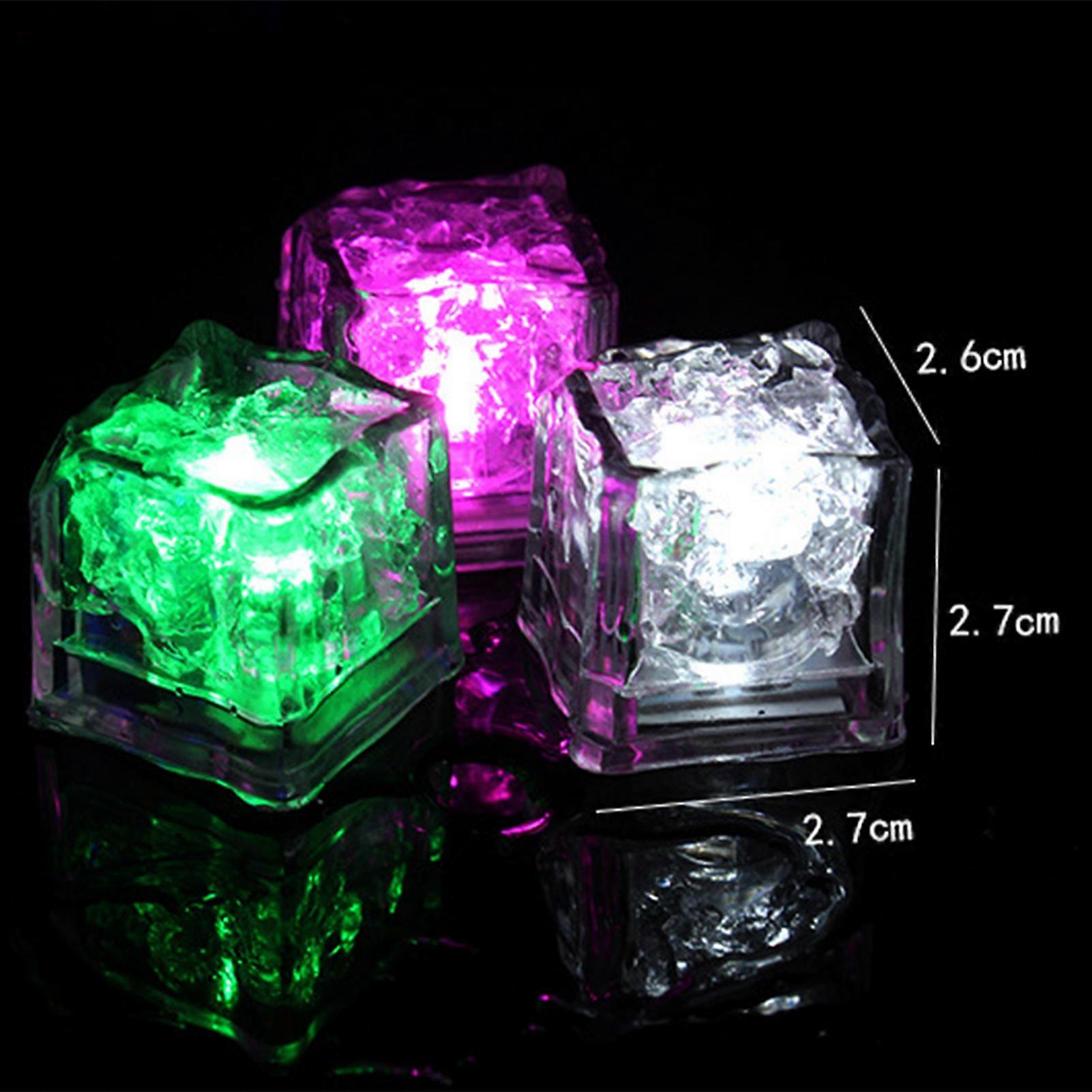 12PCS LED Ice Cubes Liquid Induction Electronic Components Colorful Glitter Glowing Flashing Ice Cubes