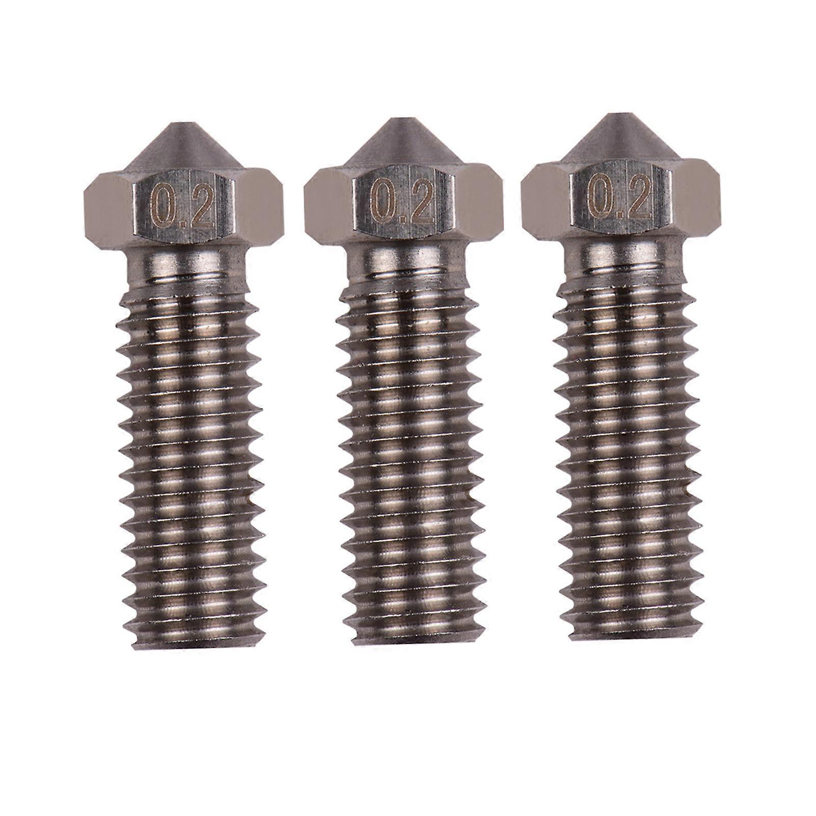 3pcs 3D Printer Extruder Stainless Steel Volcano Nozzle M6 Thread Printer Head 0.2mm Output for Sidewinder X1 TEVO Little Monster 1.75mm Filament