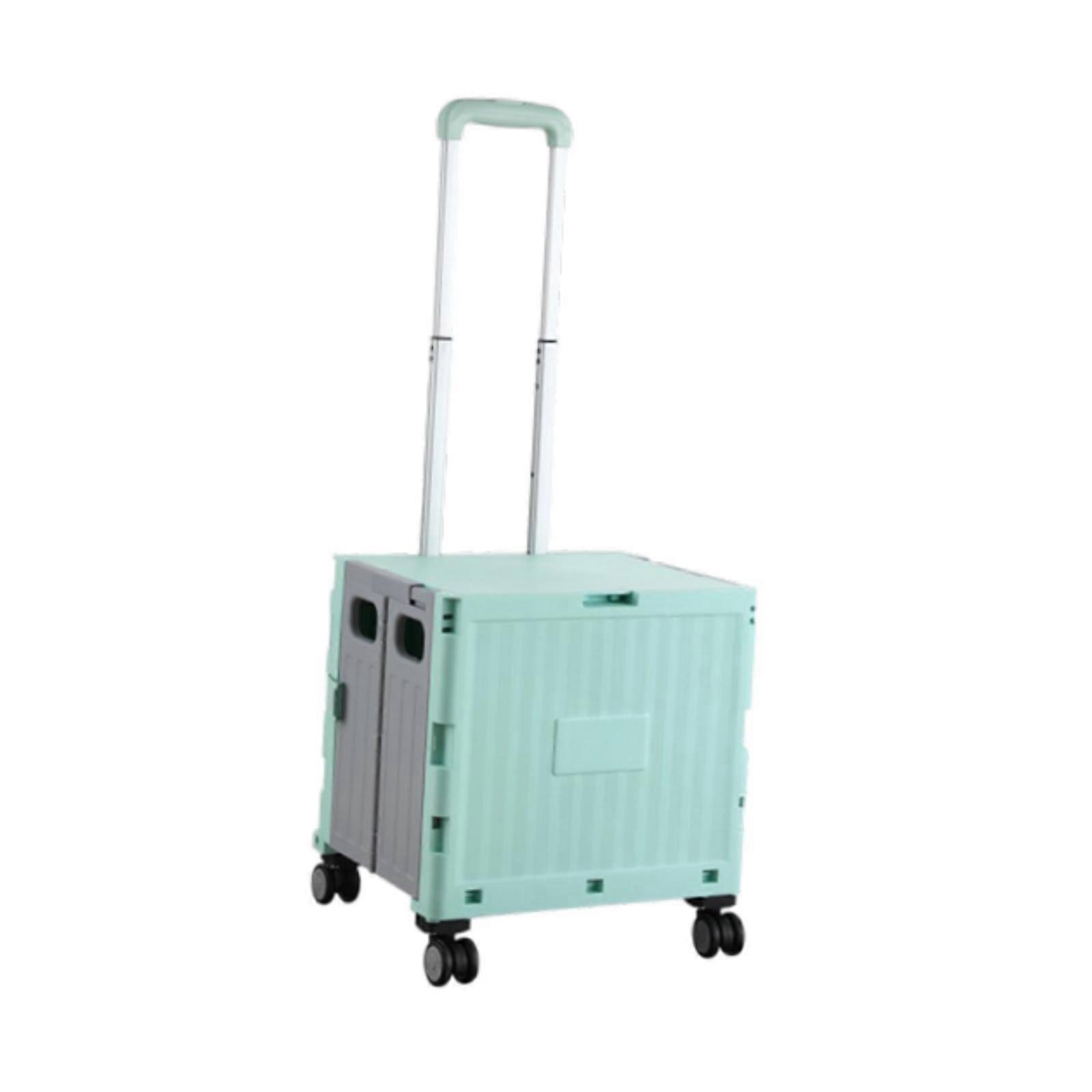 Folding Shopping Cart Grocery Cart Handcart Foldable Utility Cart for Travel 4 Wheels Green