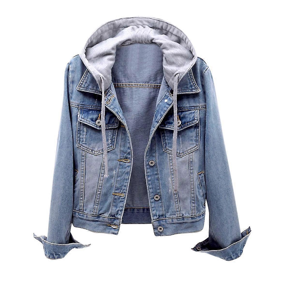 Women's Casual Detachable Hooded Denim Jacket