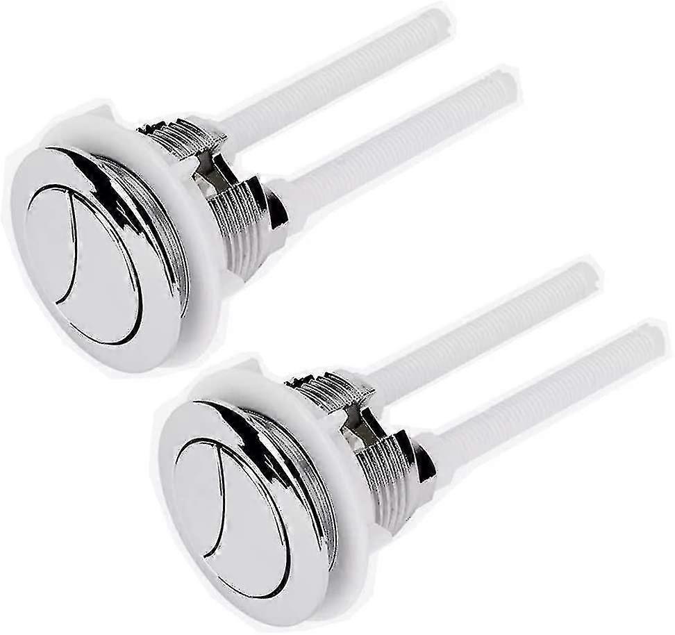 2 Pcs Standard 38 Mm Toilet Buttons With Four Rods Dual Push Button Toilet Flush Button For Toilet Closestool Cistern Replacement Accessories (silver)