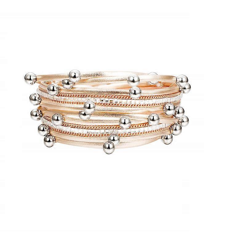 Rose Gold Tone Multilayer Wrap Bracelets Leather Cuff Bracelets Stackable Bracelets Set